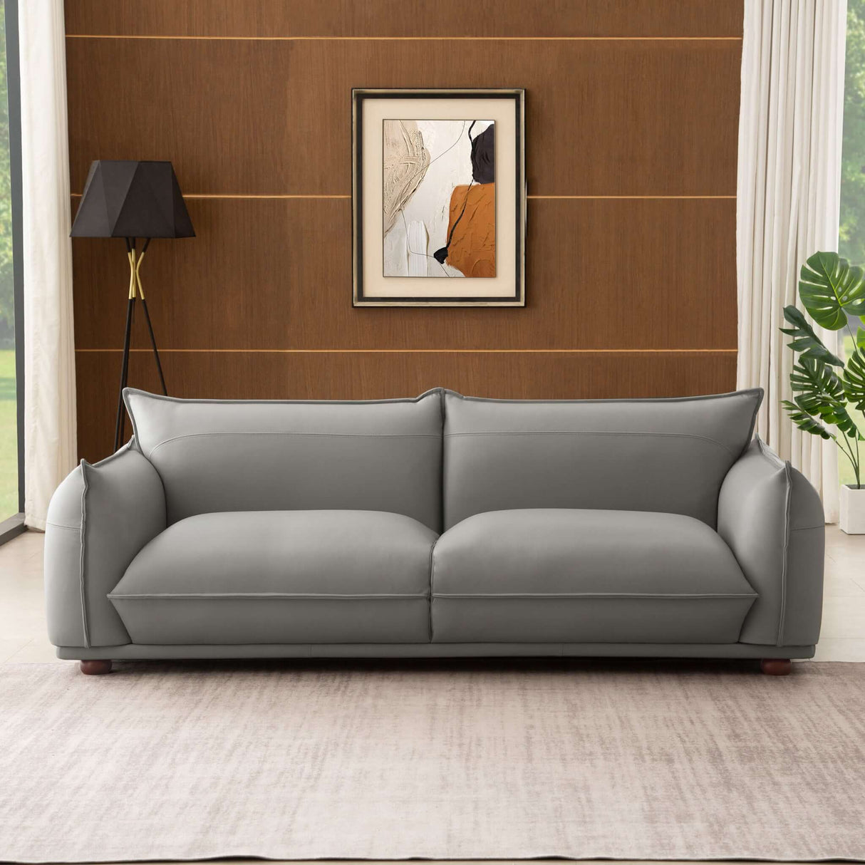 Emma Mid Century Modern Luxury  Sofa Cognac Leather