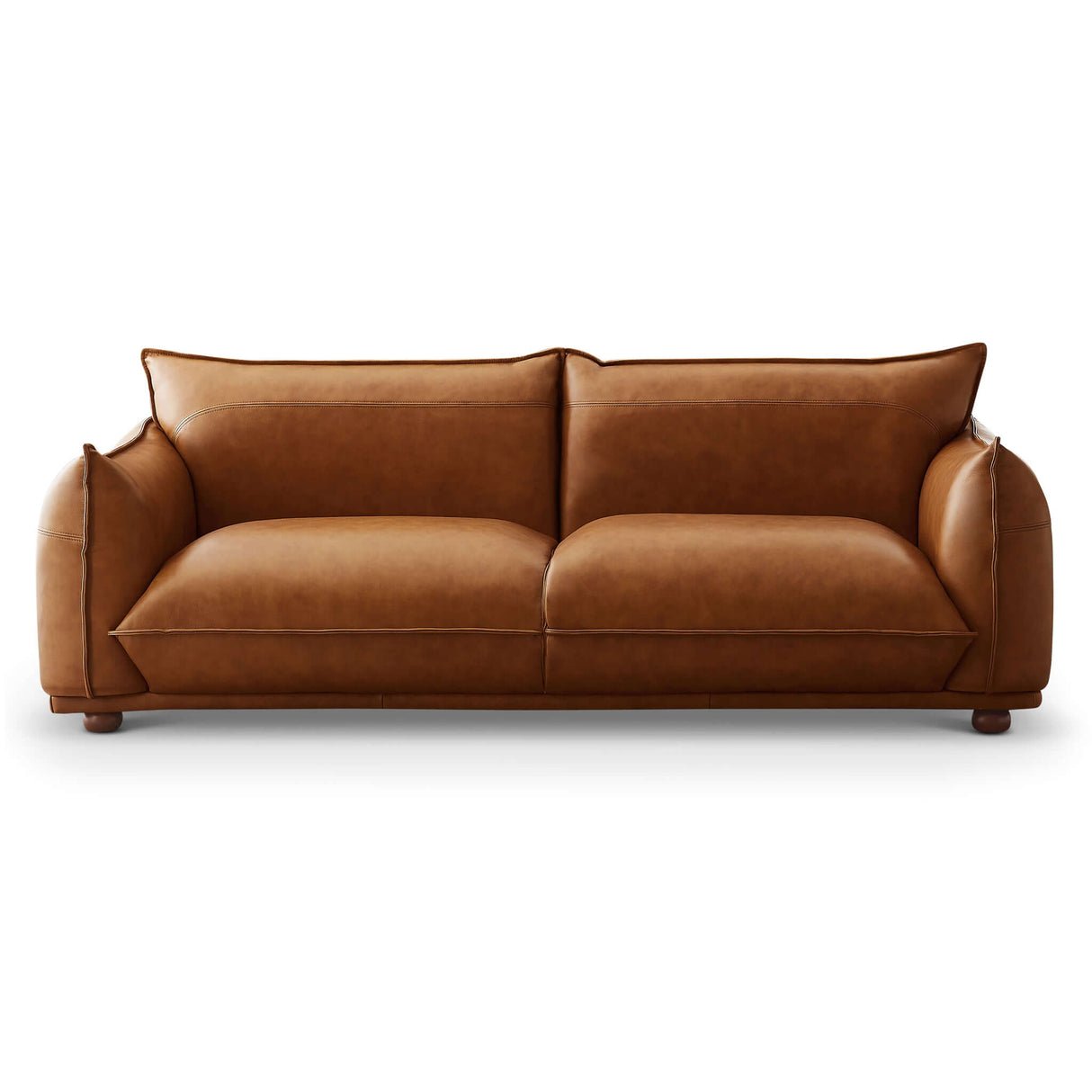 Emma Mid Century Modern Luxury  Sofa Cream Leather