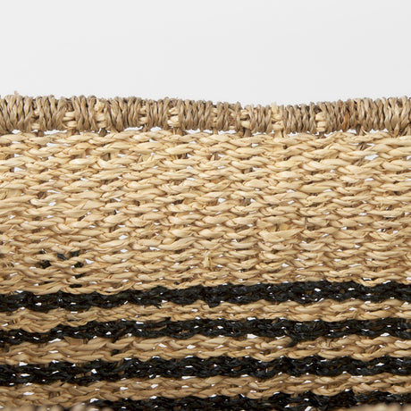 Emma (Set of 2) Light Brown Seagrass Rectangular Basket W/ Black Stripes by Mercana at Eve Furniture