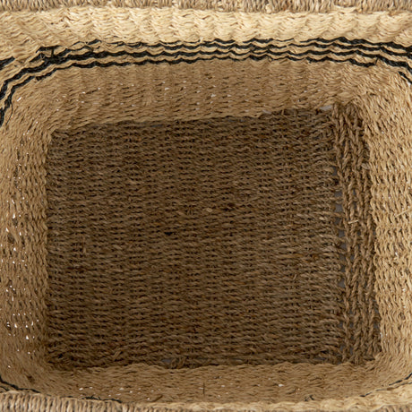 Emma (Set of 2) Light Brown Seagrass Rectangular Basket W/ Black Stripes by Mercana at Eve Furniture