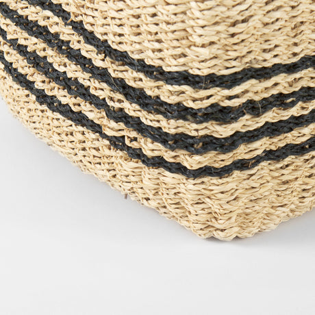 Emma (Set of 2) Light Brown Seagrass Rectangular Basket W/ Black Stripes by Mercana at Eve Furniture
