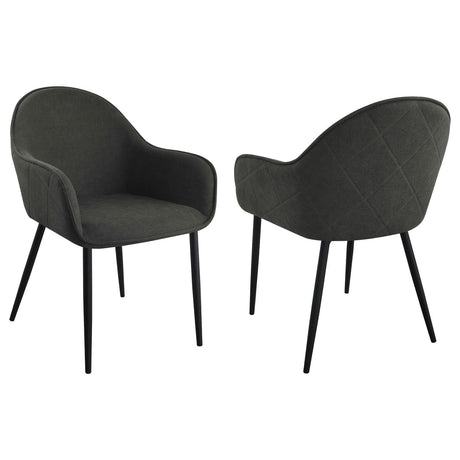 Emma Upholstered Dining Arm Chair Charcoal and Black (Set of 2) by Coaster at Eve Furniture