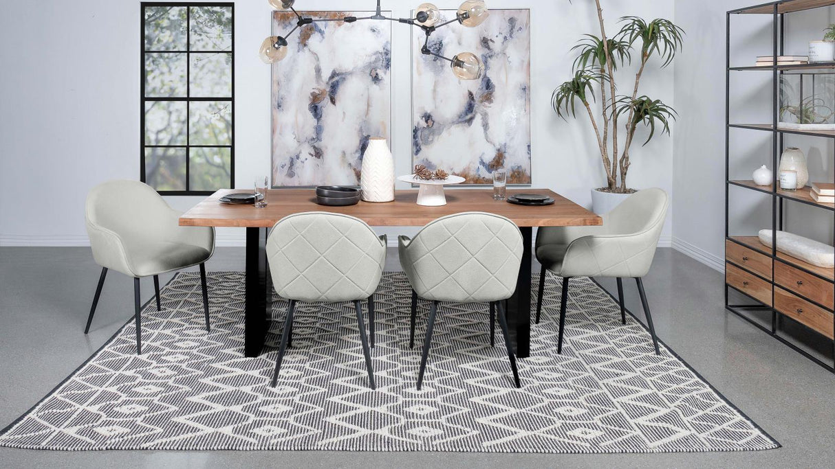 Emma Upholstered Dining Arm Chair Fog Grey and Black (Set of 2) by Coaster at Eve Furniture