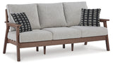 Emmeline Brown/Beige Outdoor Sofa with Cushion