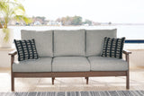 Emmeline Brown/Beige Outdoor Sofa with Cushion