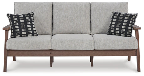 Emmeline Brown/Beige Outdoor Sofa with Cushion