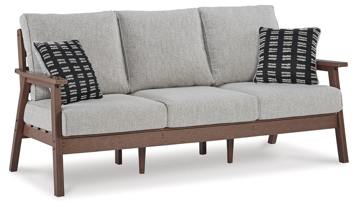 Emmeline Brown/Beige Outdoor Sofa with Cushion by Ashley at Eve Furniture