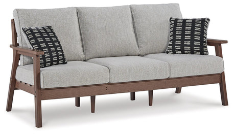 Emmeline Brown/Beige Outdoor Sofa with Cushion by Ashley at Eve Furniture