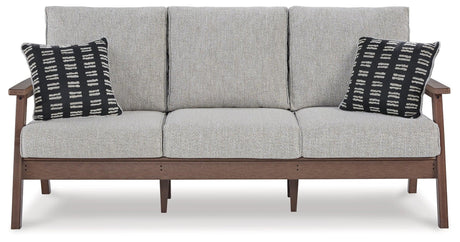 Emmeline Brown/Beige Outdoor Sofa with Cushion by Ashley at Eve Furniture