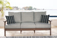 Emmeline Brown/Beige Outdoor Sofa with Cushion by Ashley at Eve Furniture