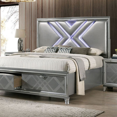 Emmeline Silver 4-Piece Queen Bedroom Set by Furniture of America at Eve Furniture