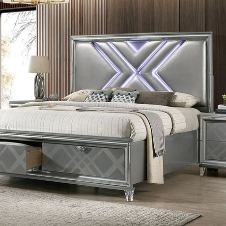 Emmeline Silver 5-Piece Queen Bedroom Set by Furniture of America at Eve Furniture