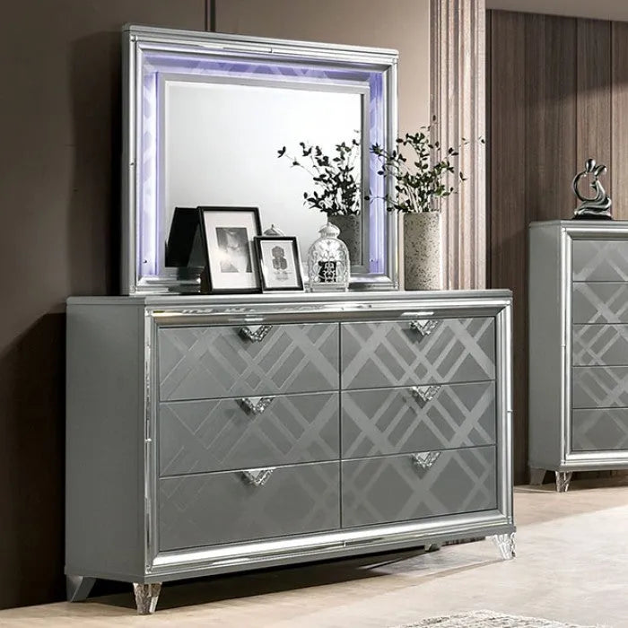 Emmeline Silver 4-Piece Queen Bedroom Set by Furniture of America at Eve Furniture