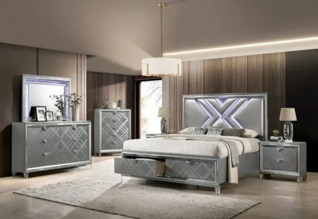 Emmeline Silver 5-Piece Queen Bedroom Set by Furniture of America at Eve Furniture