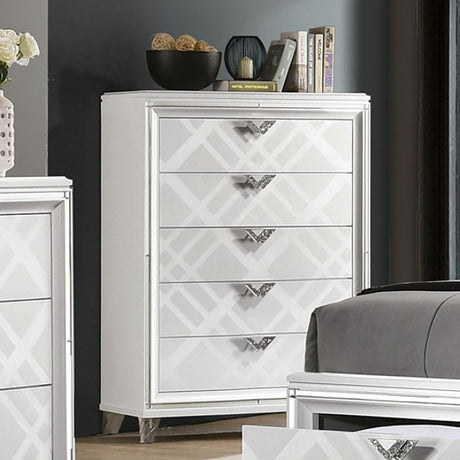Emmeline White 5-Piece Queen Bedroom Set by Furniture of America at Eve Furniture