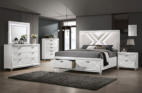 Emmeline White 5-Piece Queen Bedroom Set by Furniture of America at Eve Furniture