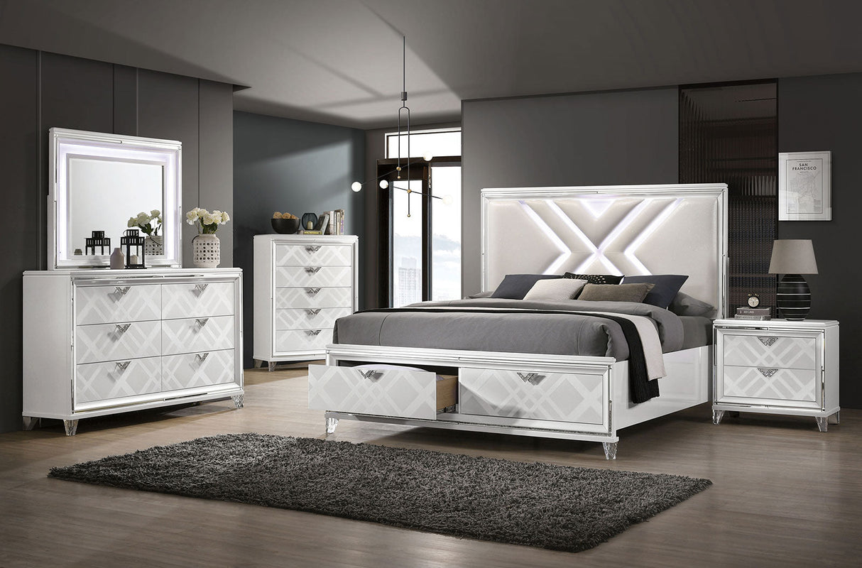 Emmeline White California King Bed by Furniture of America at Eve Furniture