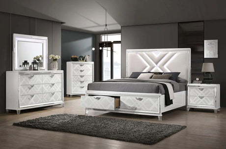 Emmeline White LED King Storage Platform Bed by Furniture of America at Eve Furniture