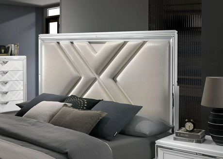 Emmeline White LED Queen Storage Platform Bed by Furniture of America at Eve Furniture