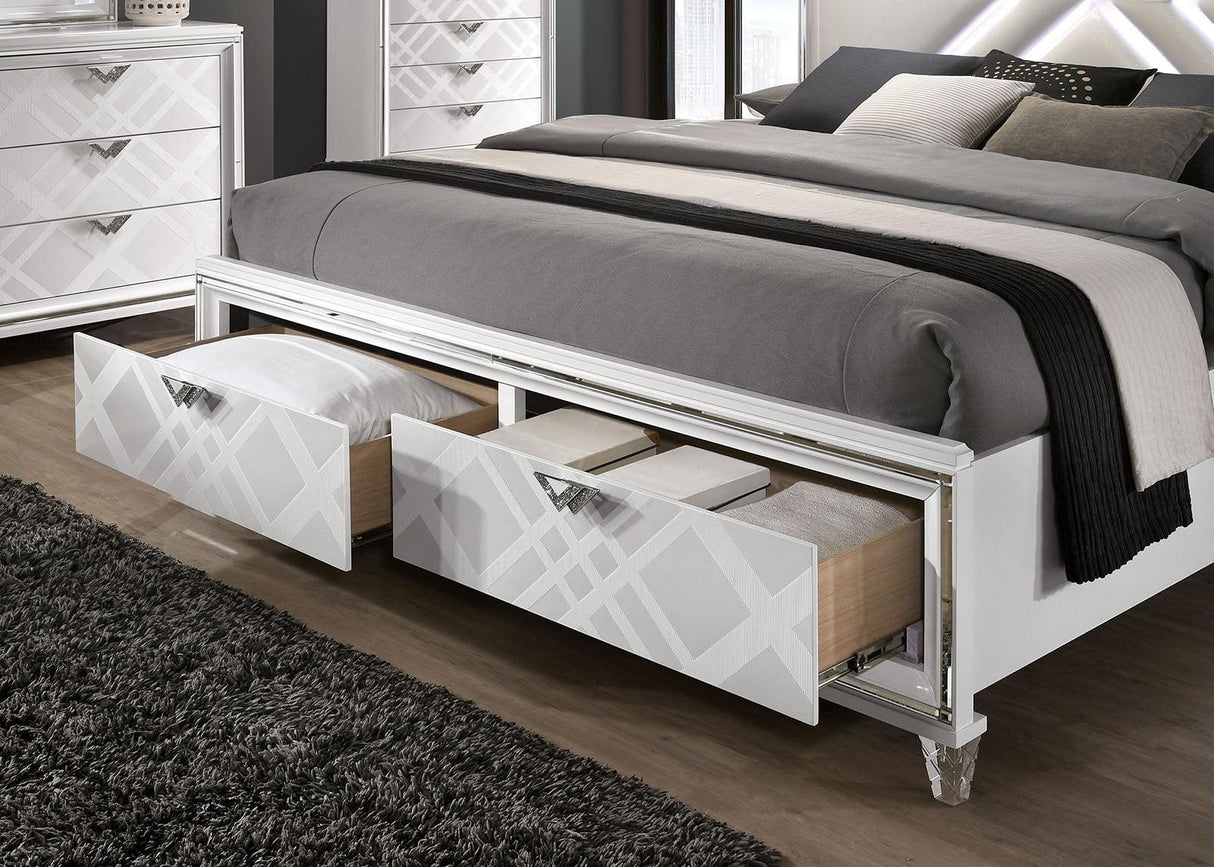 Emmeline White LED Queen Storage Platform Bed by Furniture of America at Eve Furniture