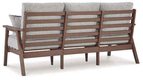 Emmeline Brown/Beige Outdoor Sofa with Cushion by Ashley at Eve Furniture