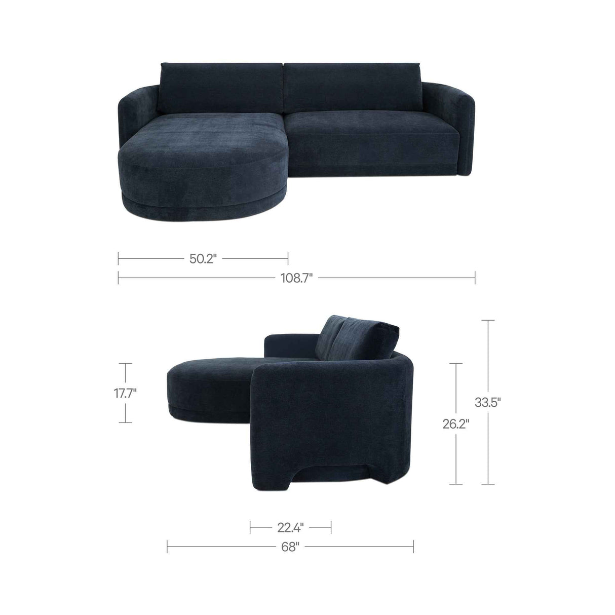 Emmy Dark Blue Left Sectional by Moe's Home at Eve Furniture