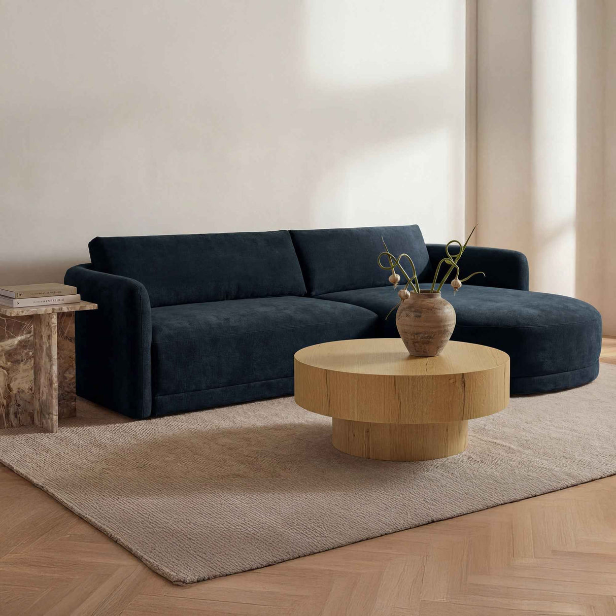 Emmy Dark Blue Right Sectional by Moe's Home at Eve Furniture