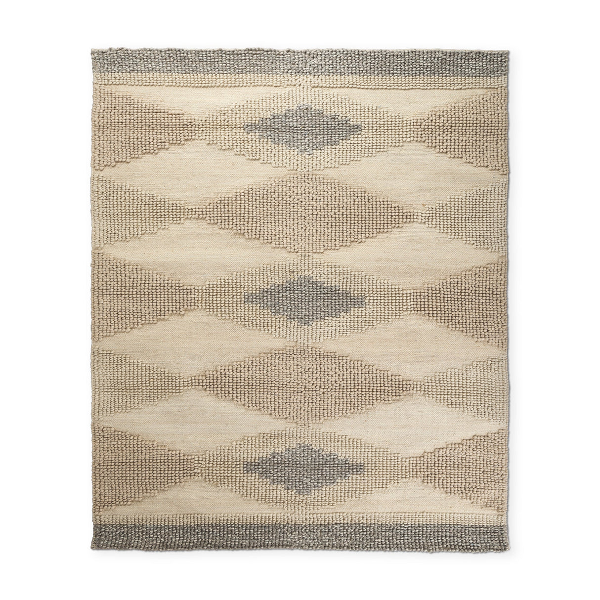 Emory 8x10 Gray Wool Hand Woven Diamond Patterned Rug by Mercana at Eve Furniture