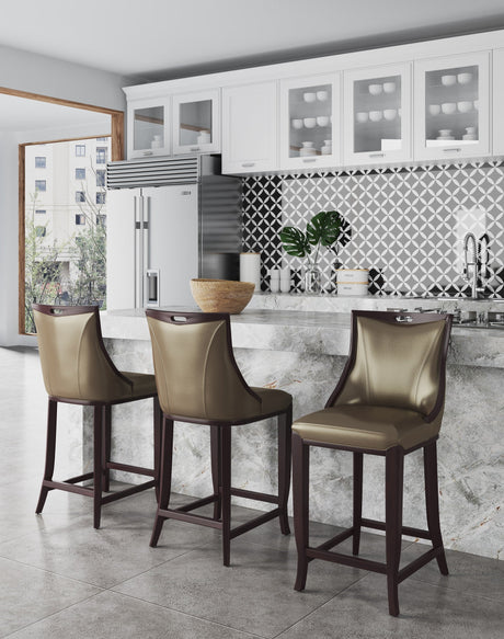 Emperor Bar Stool in Bronze and Walnut by Manhattan Comfort at Eve Furniture