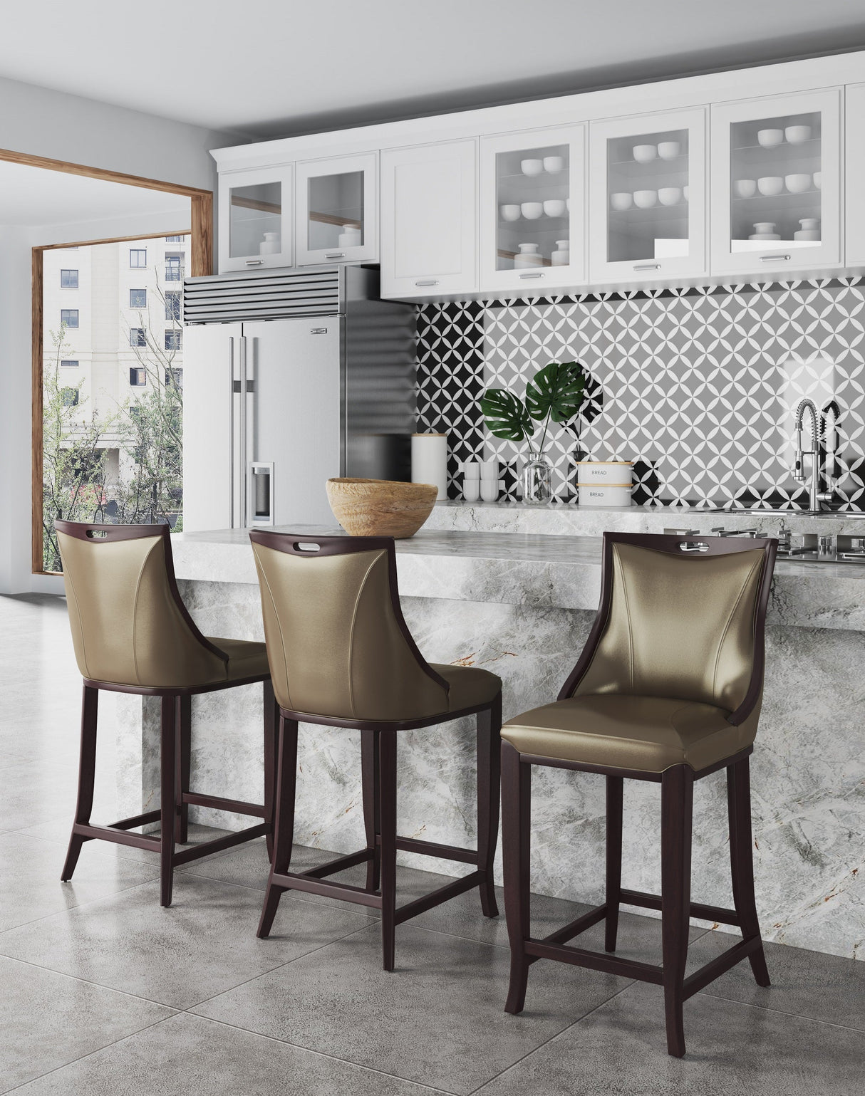 Emperor Bar Stool in Bronze and Walnut (set of 2) by Manhattan Comfort at Eve Furniture
