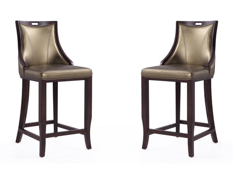 Emperor Bar Stool in Bronze and Walnut (set of 2) by Manhattan Comfort at Eve Furniture