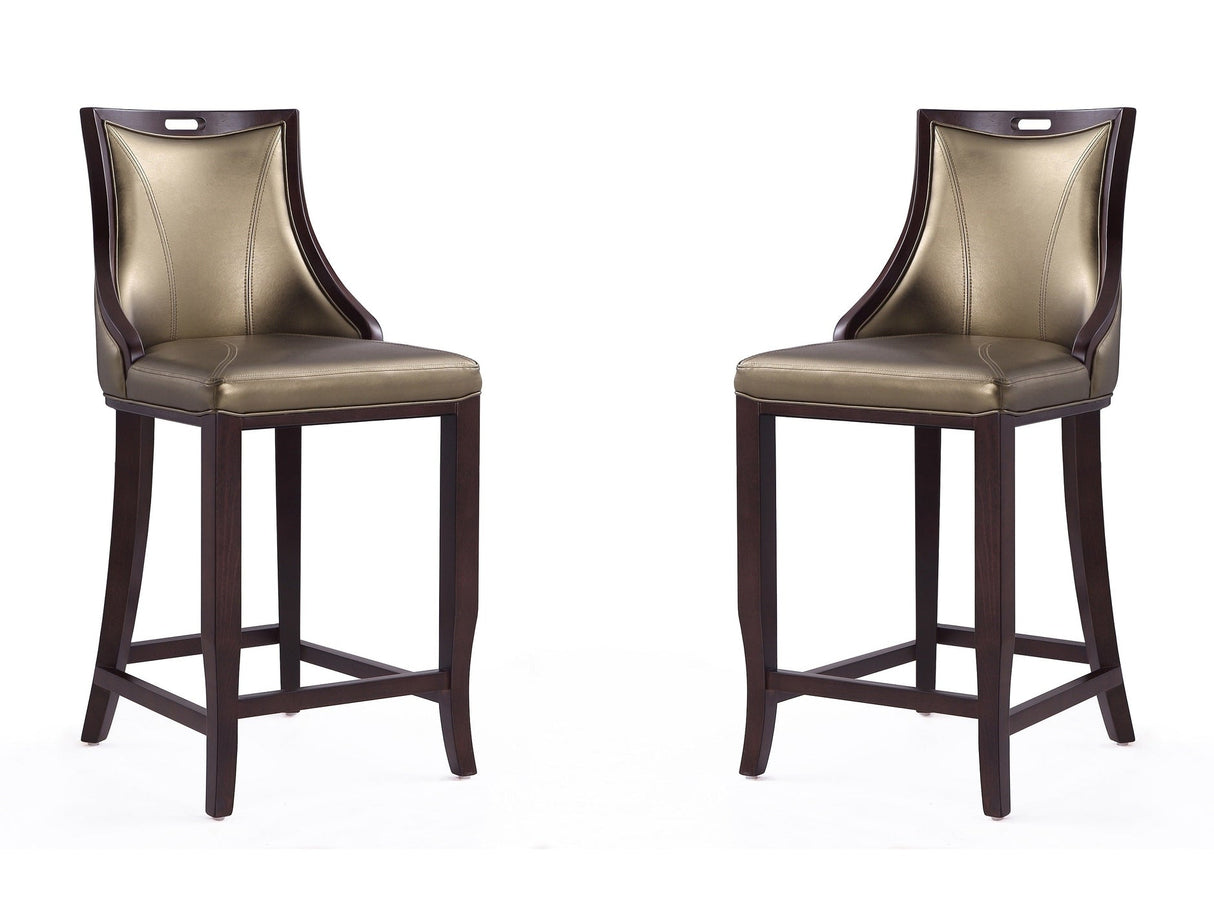 Emperor Bar Stool in Bronze and Walnut (set of 2) by Manhattan Comfort at Eve Furniture