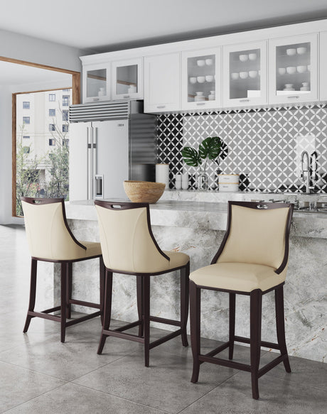 Emperor Bar Stool in Cream and Walnut by Manhattan Comfort at Eve Furniture