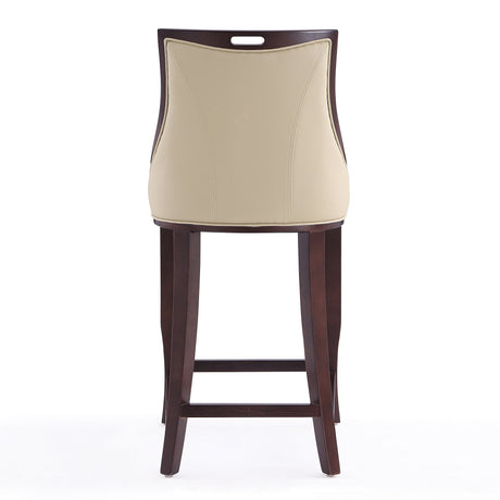 Emperor Bar Stool in Cream and Walnut by Manhattan Comfort at Eve Furniture
