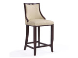 Emperor Bar Stool in Cream and Walnut by Manhattan Comfort at Eve Furniture