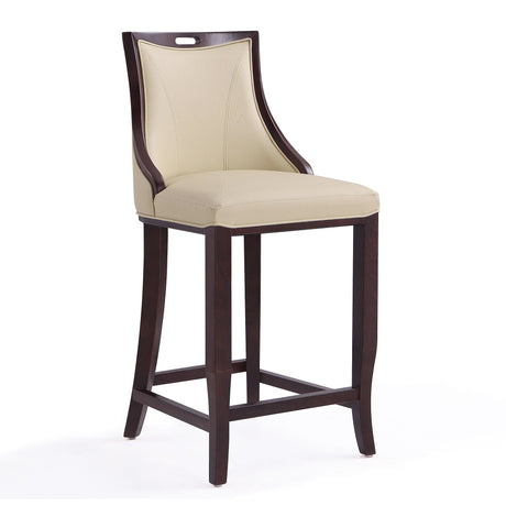Emperor Bar Stool in Cream and Walnut (set of 2) by Manhattan Comfort at Eve Furniture