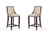 Emperor Bar Stool in Cream and Walnut (set of 2) by Manhattan Comfort at Eve Furniture