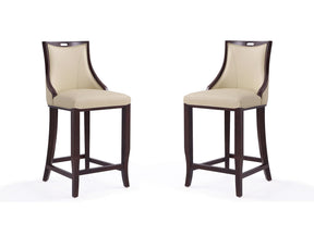 Emperor Bar Stool in Cream and Walnut (set of 2) by Manhattan Comfort at Eve Furniture