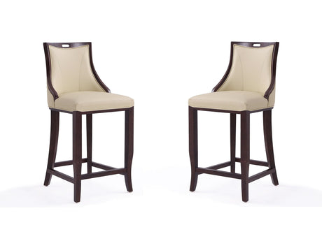 Emperor Bar Stool in Cream and Walnut (set of 2) by Manhattan Comfort at Eve Furniture