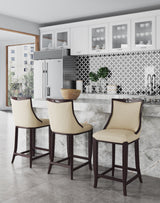 Emperor Bar Stool in Cream and Walnut (set of 3) by Manhattan Comfort at Eve Furniture