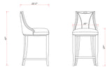 Emperor Bar Stool in Cream and Walnut (set of 3) by Manhattan Comfort at Eve Furniture