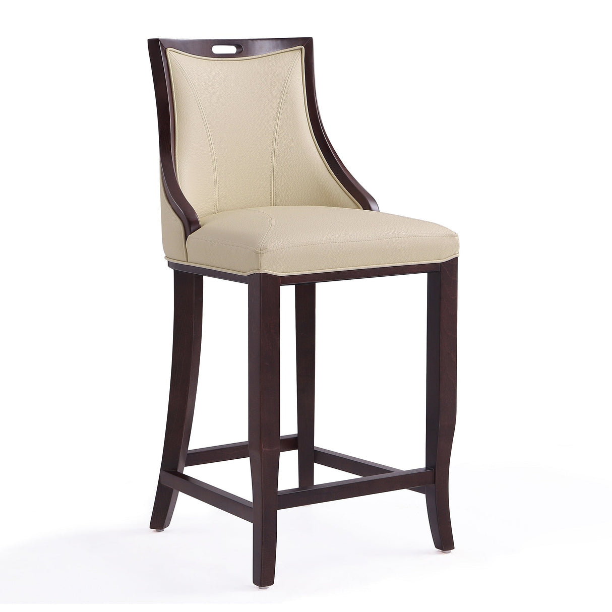 Emperor Bar Stool in Cream and Walnut (set of 3) by Manhattan Comfort at Eve Furniture