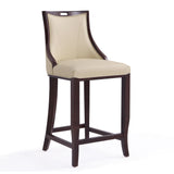 Emperor Bar Stool in Cream and Walnut (set of 3) by Manhattan Comfort at Eve Furniture