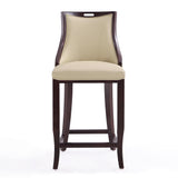 Emperor Bar Stool in Cream and Walnut (set of 3) by Manhattan Comfort at Eve Furniture