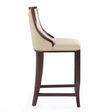 Emperor Bar Stool in Cream and Walnut (set of 3) by Manhattan Comfort at Eve Furniture