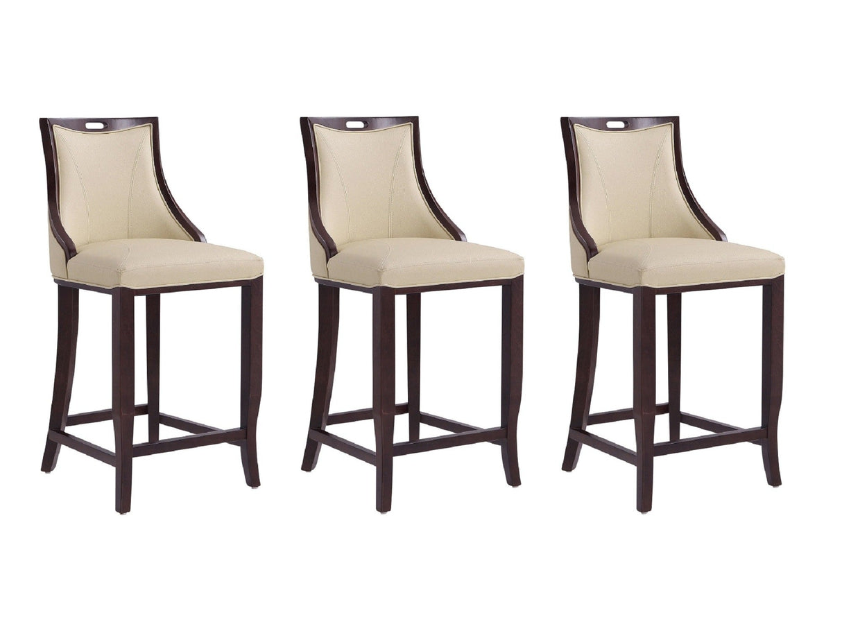 Emperor Bar Stool in Cream and Walnut (set of 3) by Manhattan Comfort at Eve Furniture
