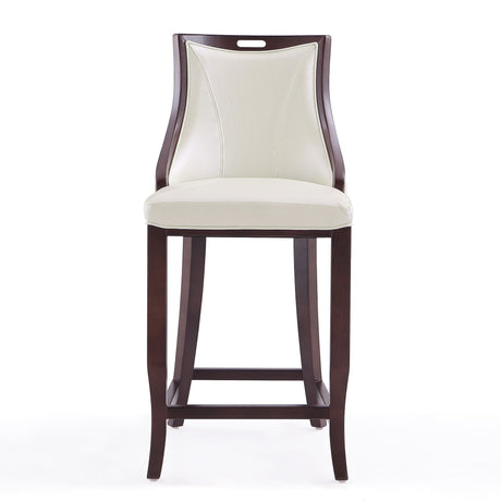 Emperor Bar Stool in Pearl White and Walnut by Manhattan Comfort at Eve Furniture