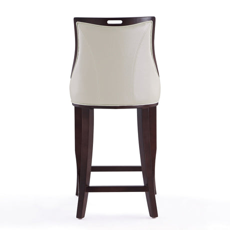 Emperor Bar Stool in Pearl White and Walnut by Manhattan Comfort at Eve Furniture