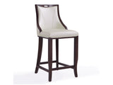 Emperor Bar Stool in Pearl White and Walnut by Manhattan Comfort at Eve Furniture