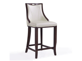 Emperor Bar Stool in Pearl White and Walnut by Manhattan Comfort at Eve Furniture
